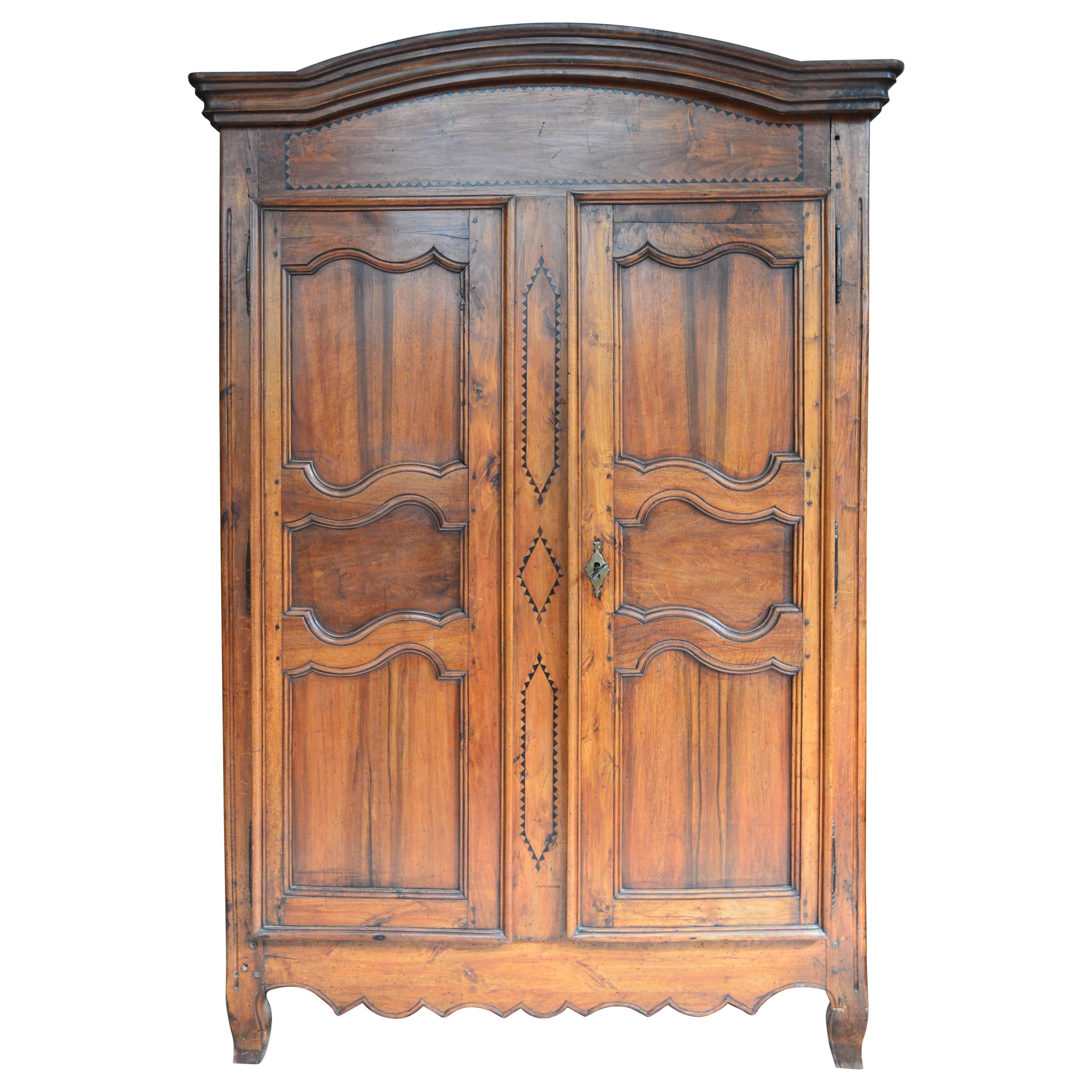 Period Louis XV French Wild Cherry Armoire, circa 1790 For Sale