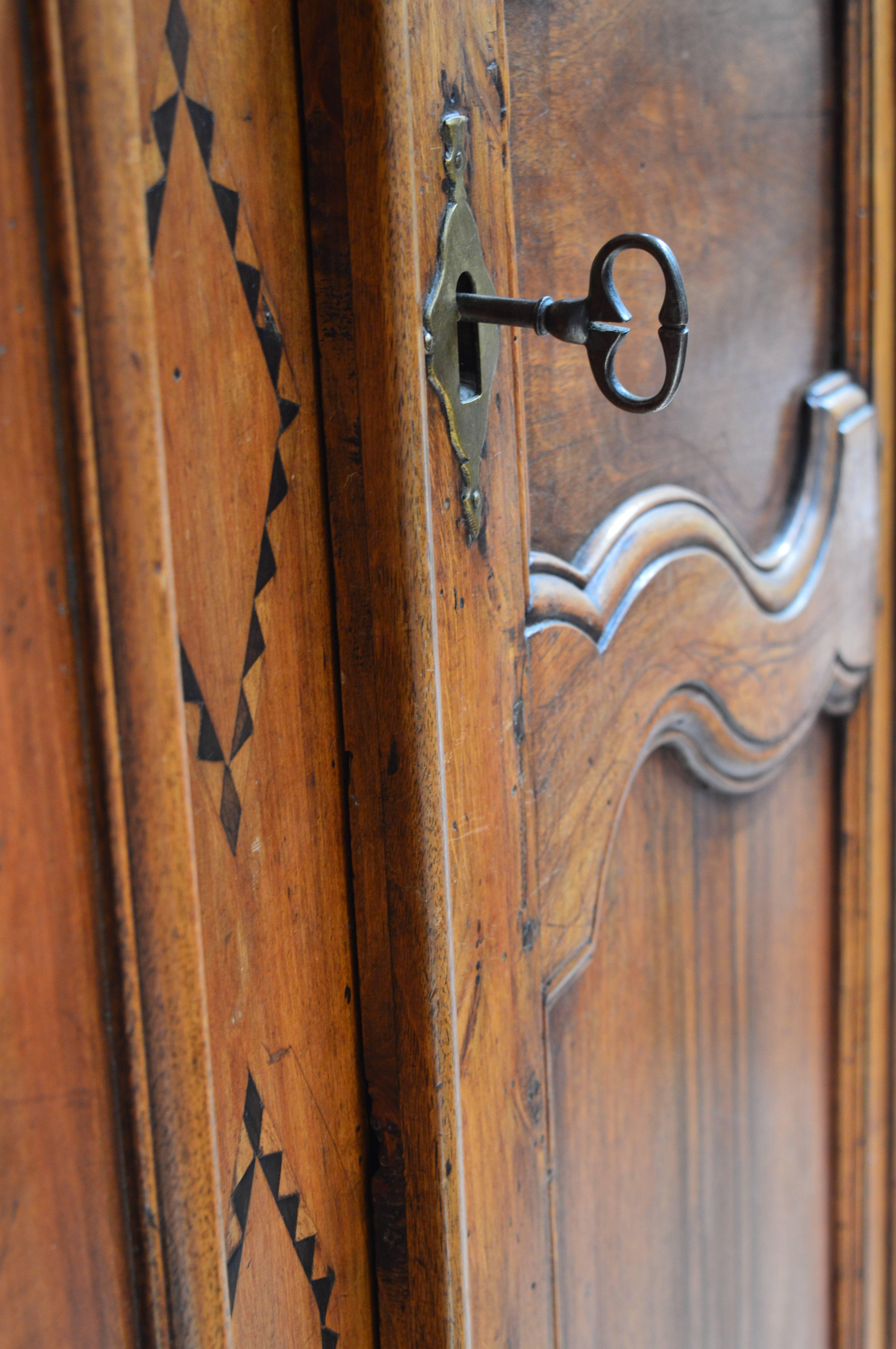 18th Century Period Louis XV French Wild Cherry Armoire, circa 1790 For Sale