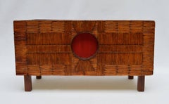 French Folk Art "Prison Art" Matchstick Inlaid Planter With A Star, circa 1930