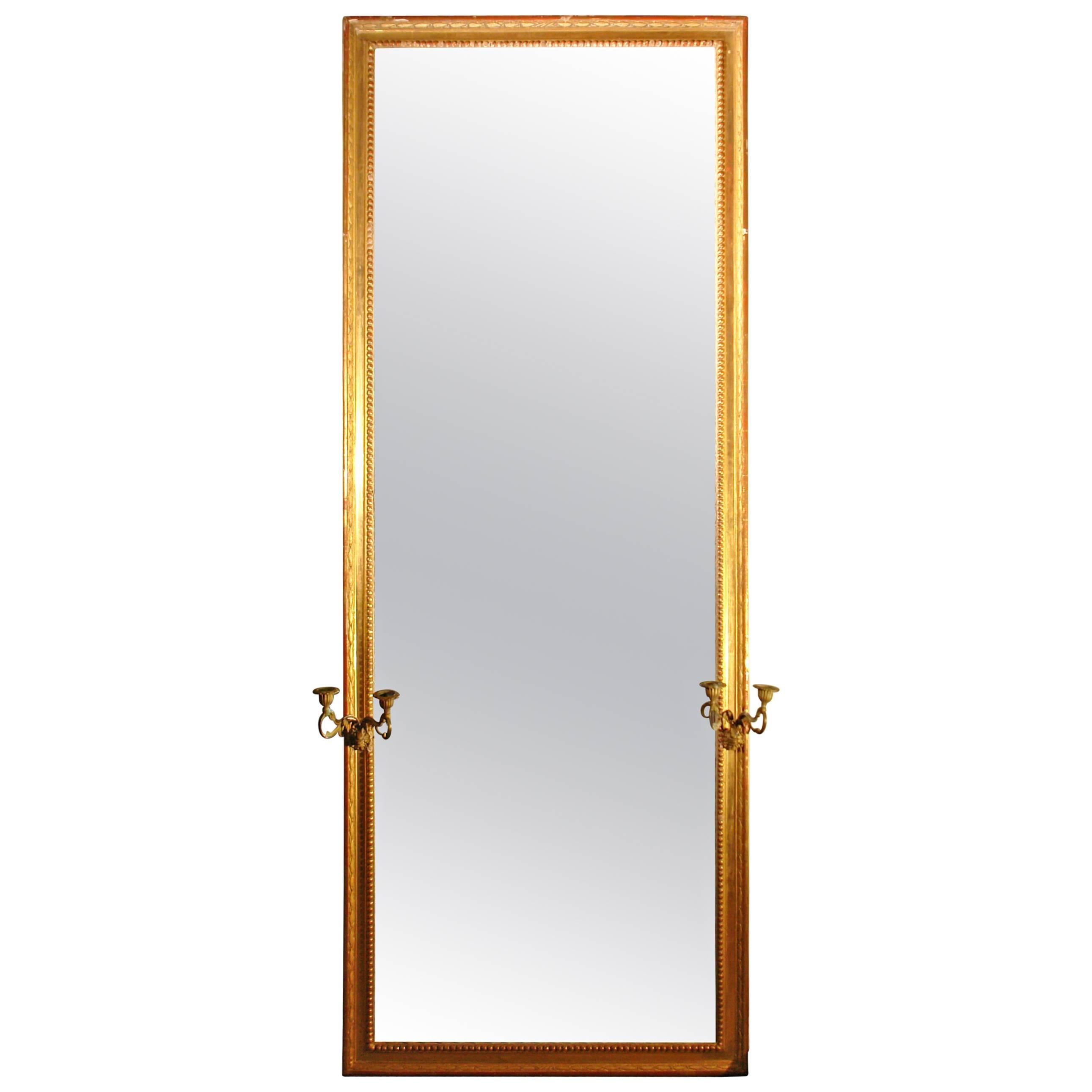 19th Century French Gilt Mirror with Sconces