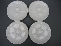 Vintage Set of Twelve White Oyster Plates