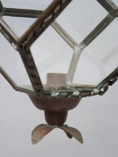 Vintage Handmade Spanish Geometric Copper Lantern