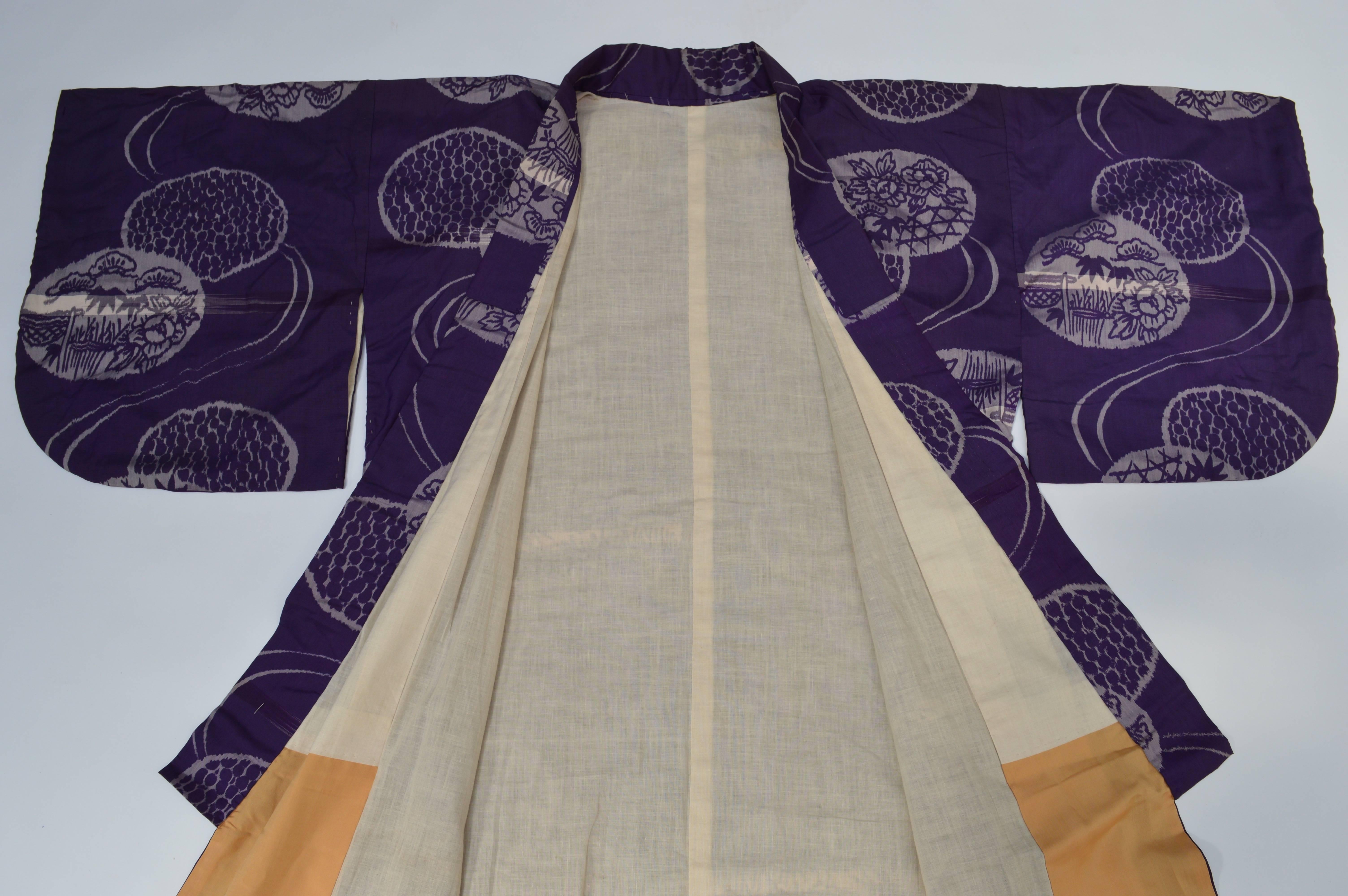 Japanese Meisen Woven Silk Kimono, circa 1900 1