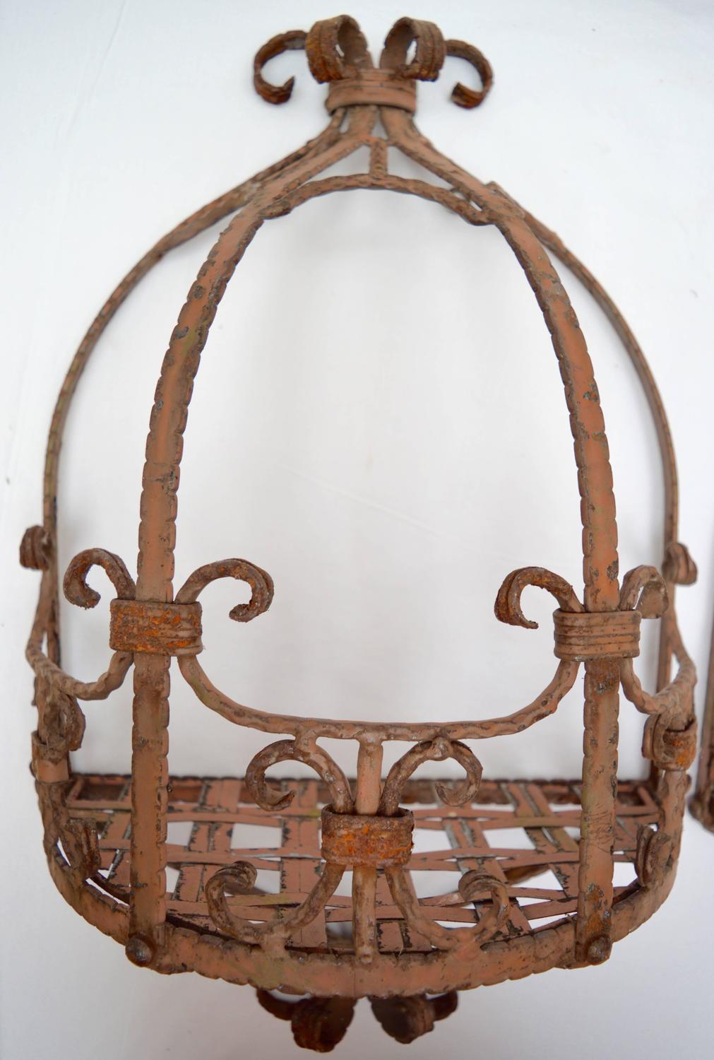 Two Wrought Iron Hanging Shelves or Plant Stands at 1stdibs