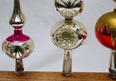 Collection of Five Midcentury Mercury Glass Christmas Tree-Topper Ornaments