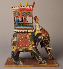 Carved Wood Statue, Toy of an Indian Elephant with Ambari, circa 1970