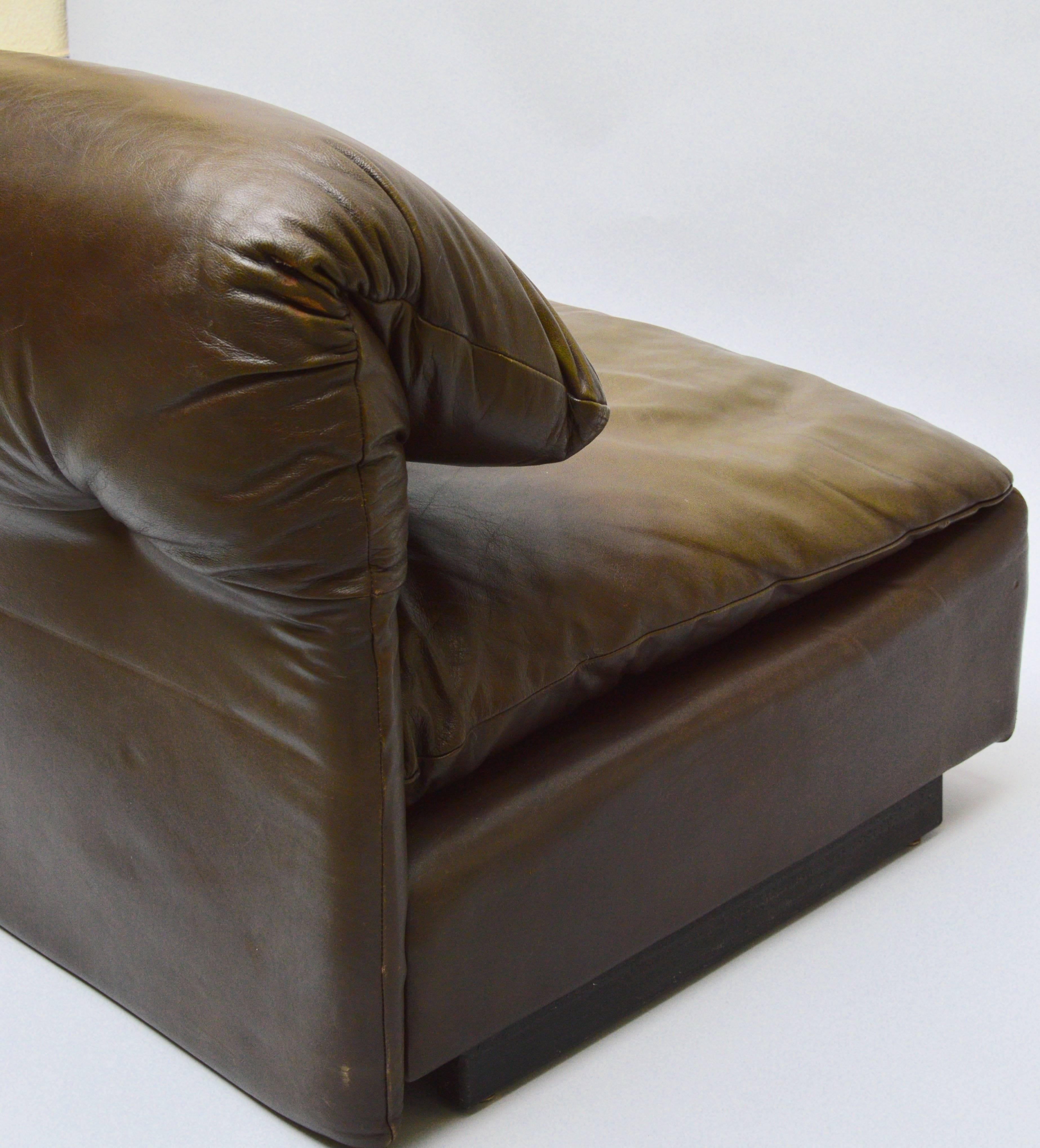 20th Century 1970s Roche Bobois Leather Two-Seat Sofa