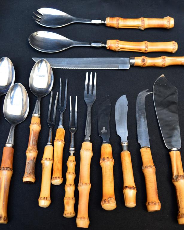 European Bamboo Handle Flatware Set Circa 1960 at 1stdibs