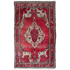 Persian Carpet in Striking Red and Celadon Green
