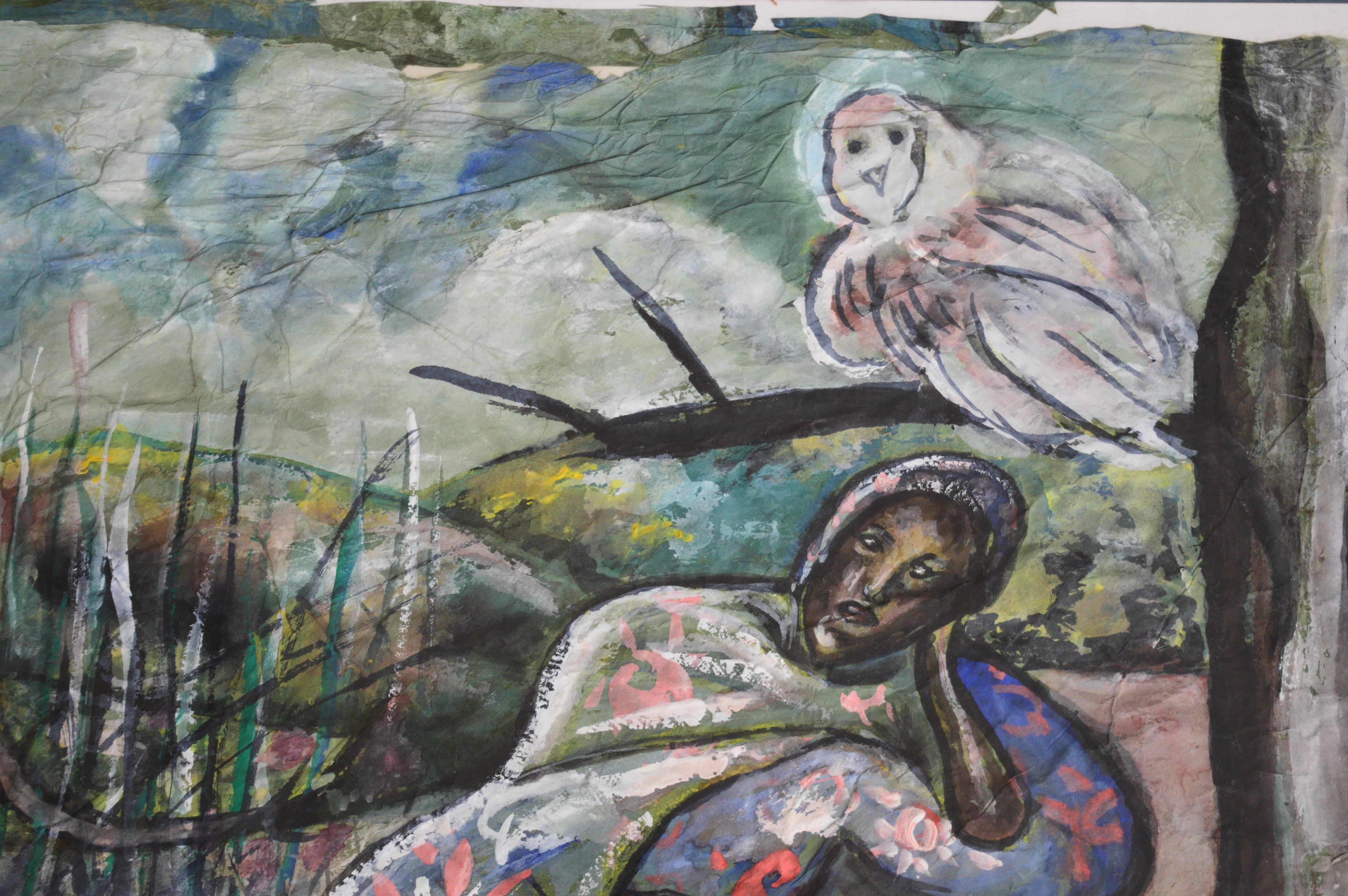 20th Century Painting by the Belgian African Female Artist Moseka Yogo Ambake For Sale