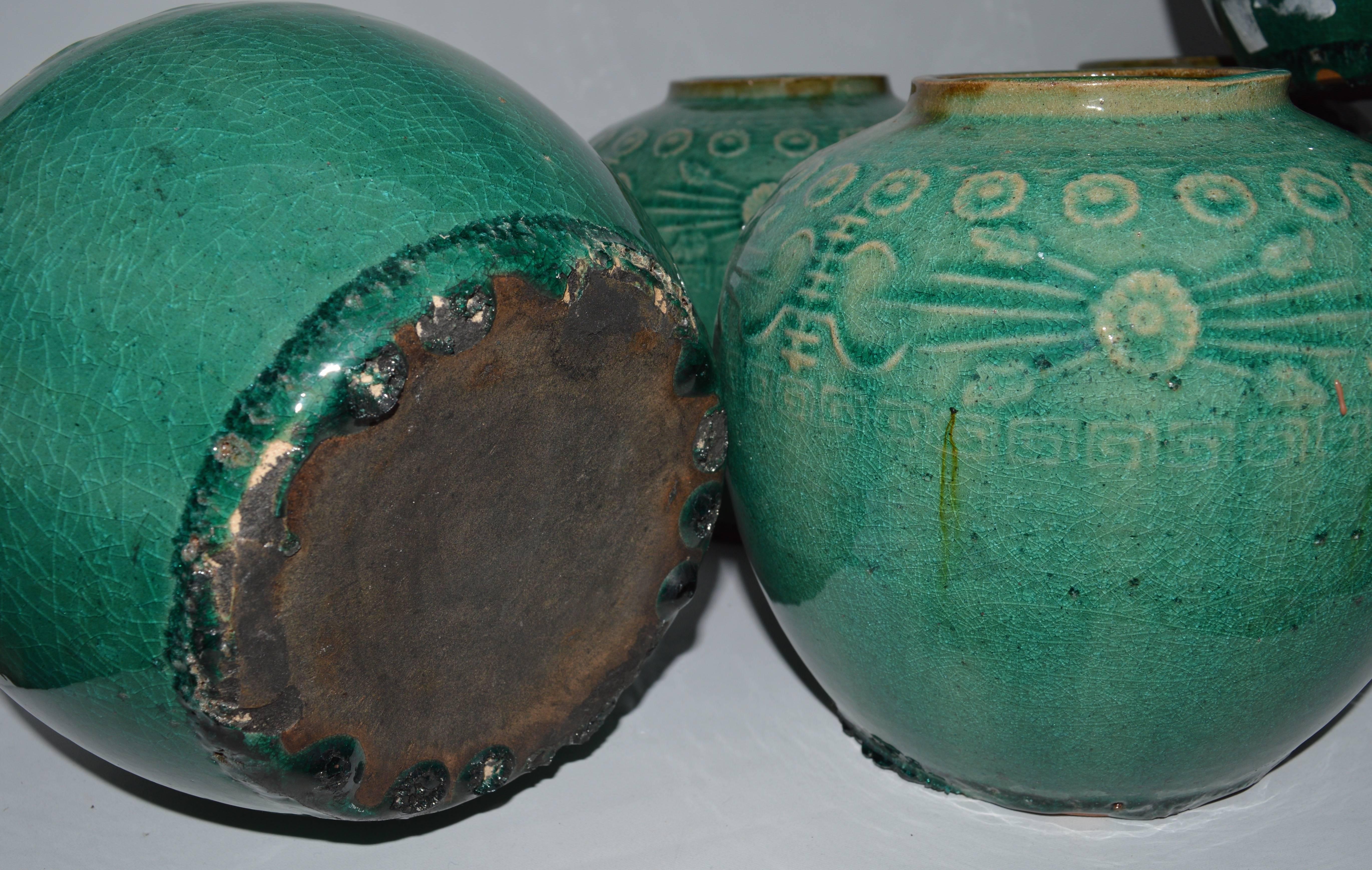 antique green glazed pottery
