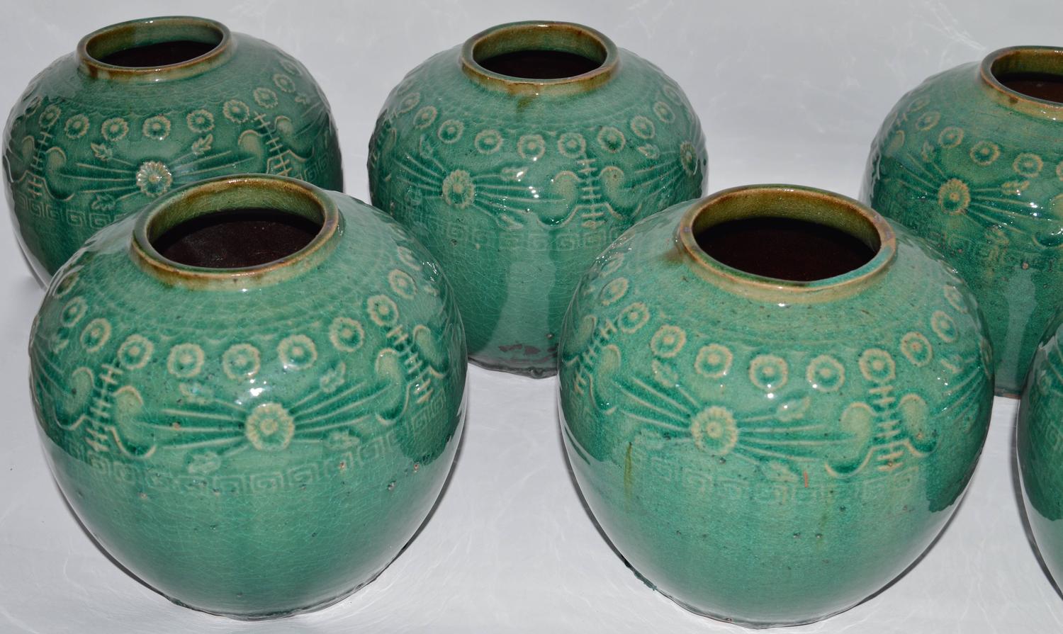 Antique Green Glazed Chinese Ginger Jar For Sale at 1stdibs