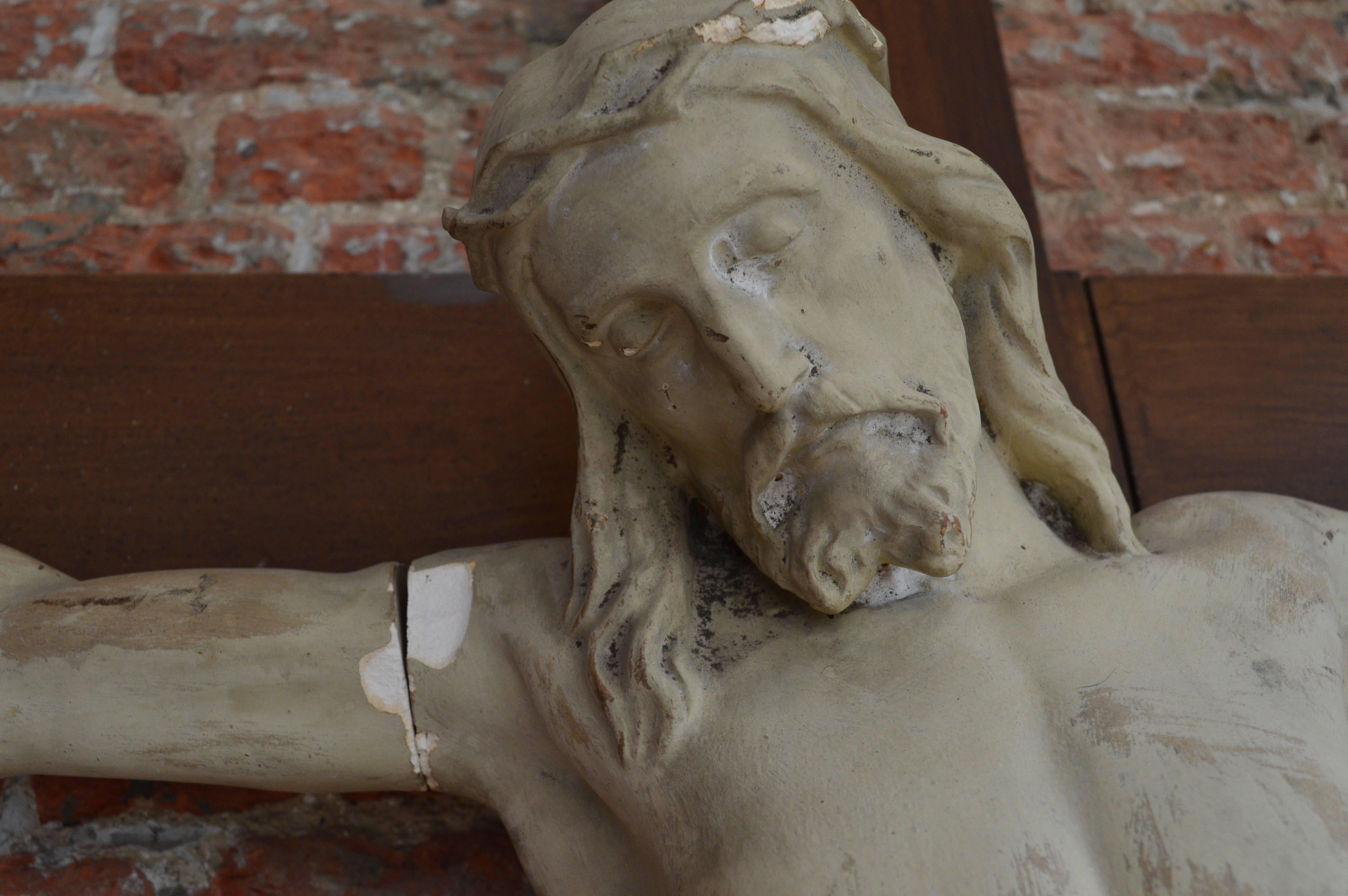 Belgian Over 6' Tall 19th Century Flemish Crucifix  For Sale