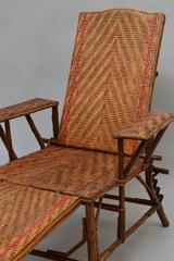 Antique French Woven Rattan Lounge Chair