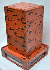 Japanese Negoro Nuri Lacquered Bento Box