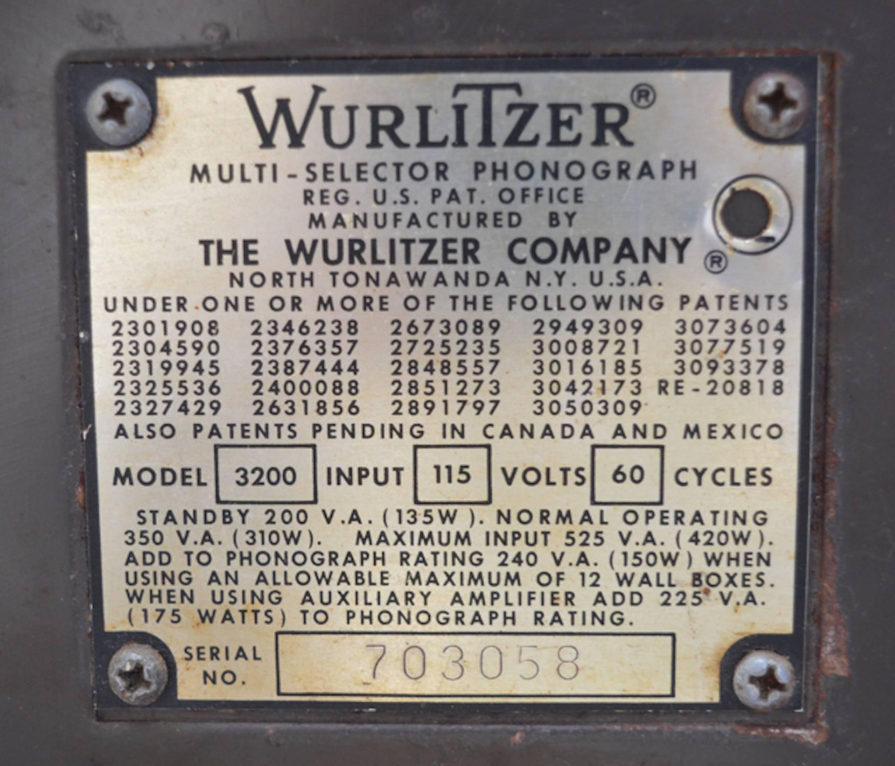 Original 1968 Wurlitzer Americana II Jukebox in working condition!
Model 3200 Americana II holds 200 selections and was the last Wurlitzer to use the carousel mechanism. Loaded with old 45's and also an extra 2 boxes full of mixed 45
