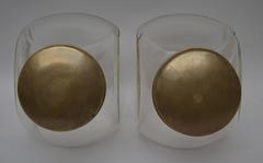 Pair of 1940s French Glass and Brass Cookie or Candy Jars