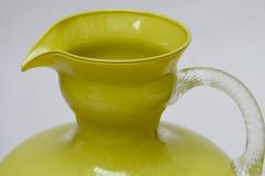 Vintage Italian Empoli Olive Green Murano Cased Art Glass Pitcher