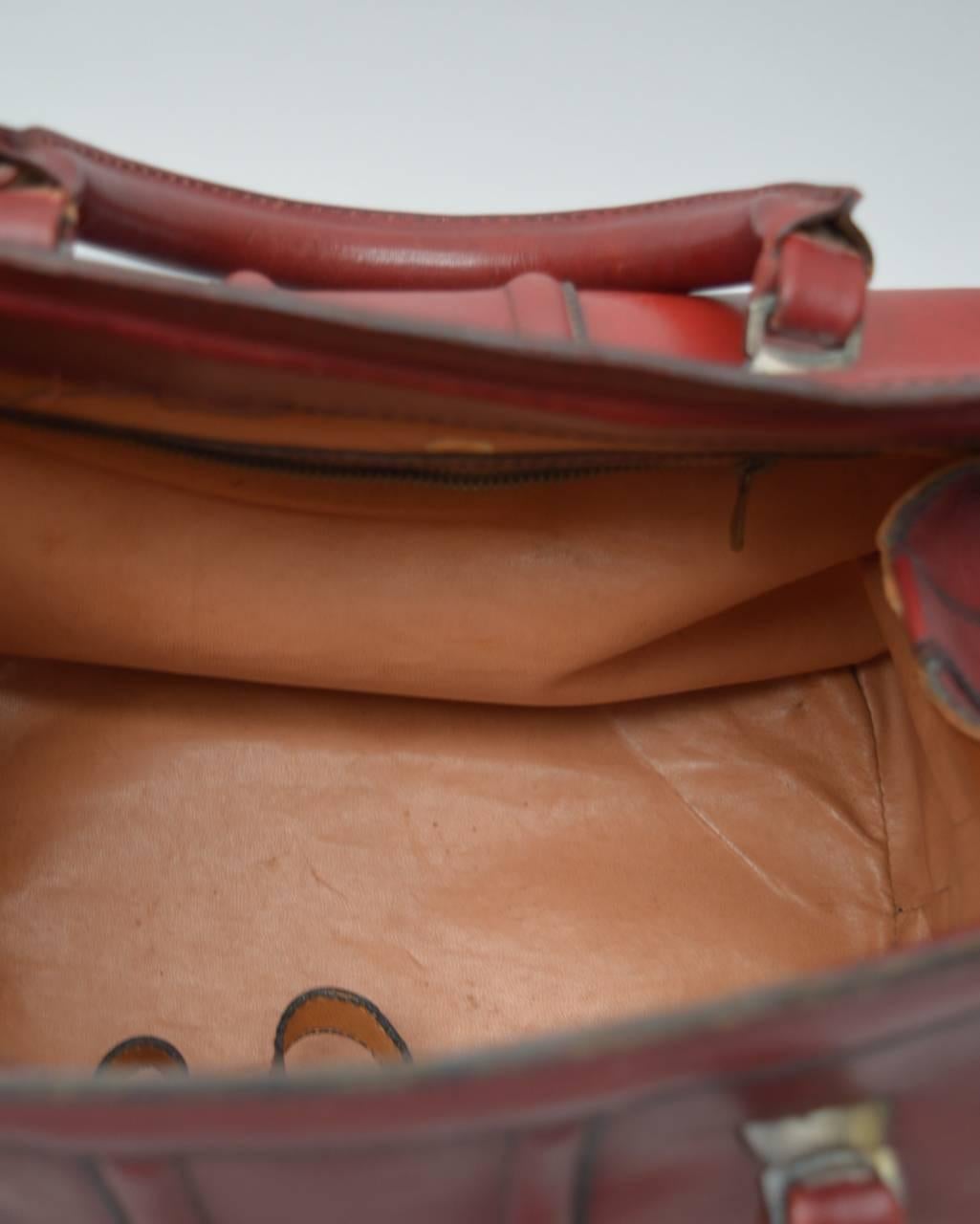 20th Century Vintage Italian Red Leather Satchel or Doctors Bag