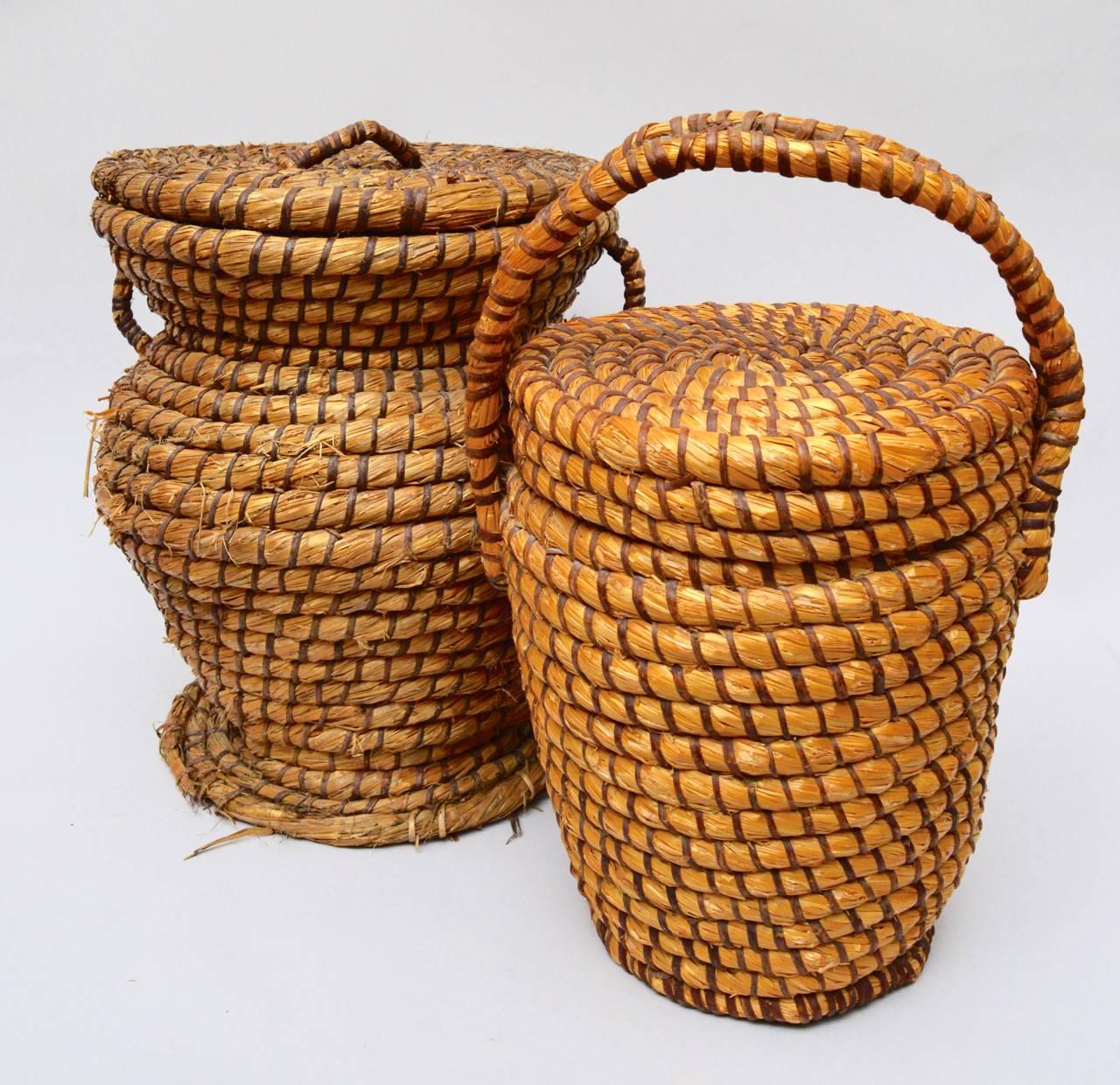 Two 19th Century English Lidded Farm Baskets 3