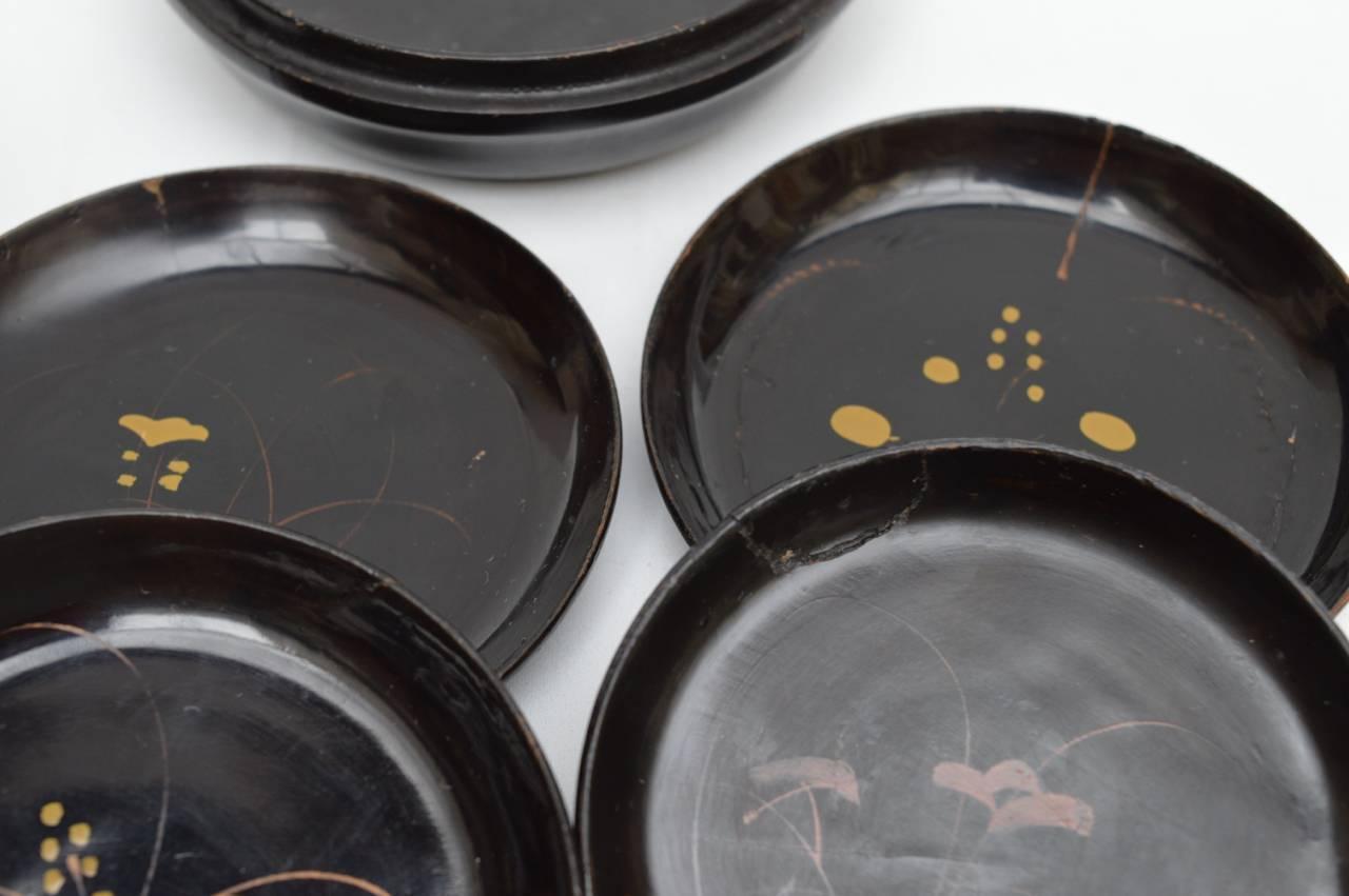 Mid-19th Century 19th Century Japanese Lacquered Box with Sauce Dishes