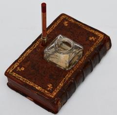 19th Century French Faux Leather Book Ink Well