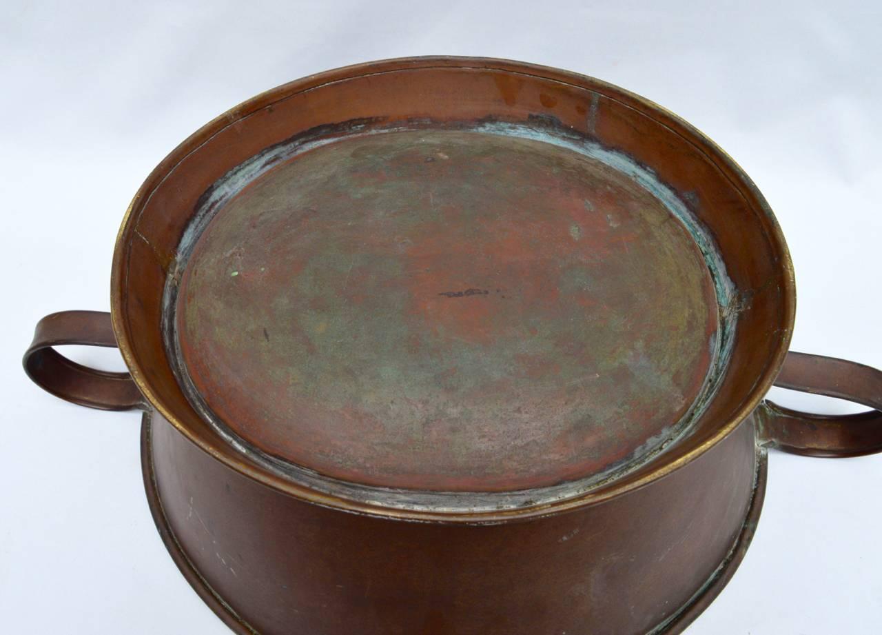 19th Century French Copper Bin Jardiniere Planter With Two Handles 3