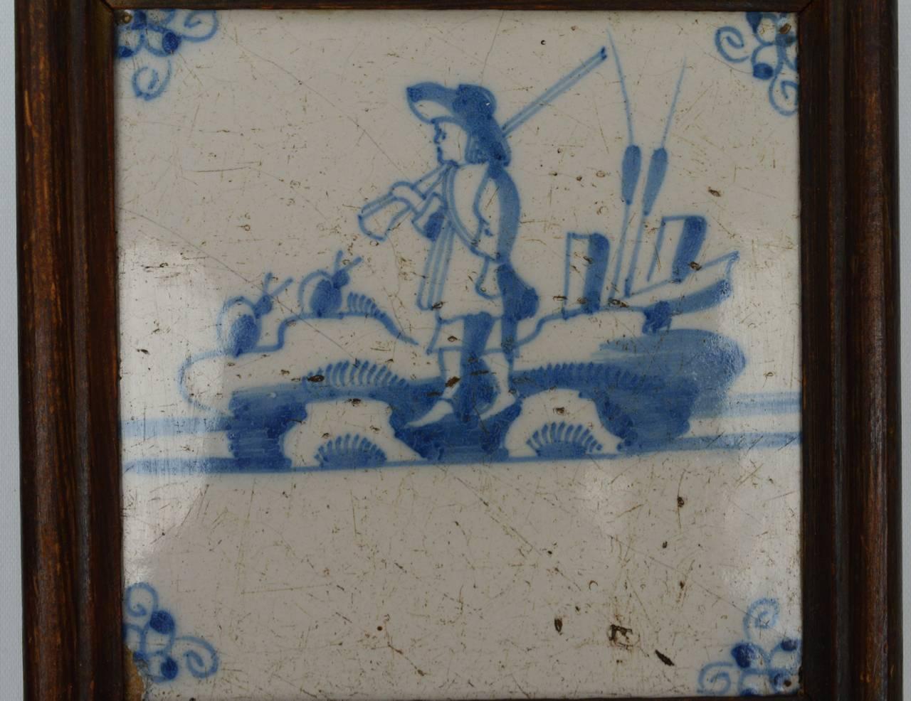 Group of Three 18th Century Blue and White Dutch Delft Tiles 1