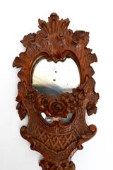19th Century French Baroque Revival Hand Mirror with Detailed Carving