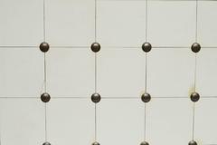 Pewter Framed and Studded White Glazed Ceramic Tile Backsplash