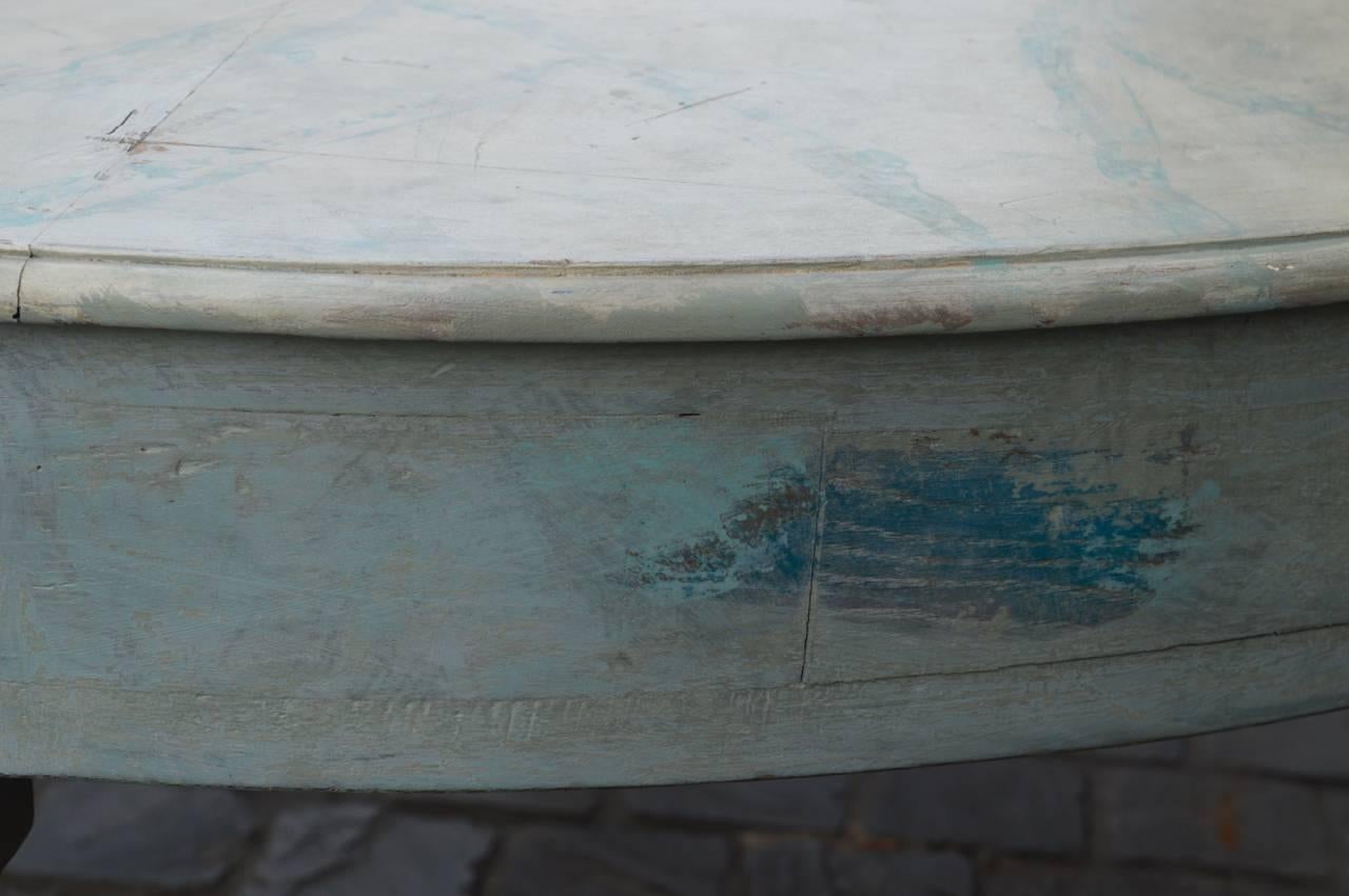 Large Pair of Painted 19th Century Swedish Demilune Tables For Sale 2