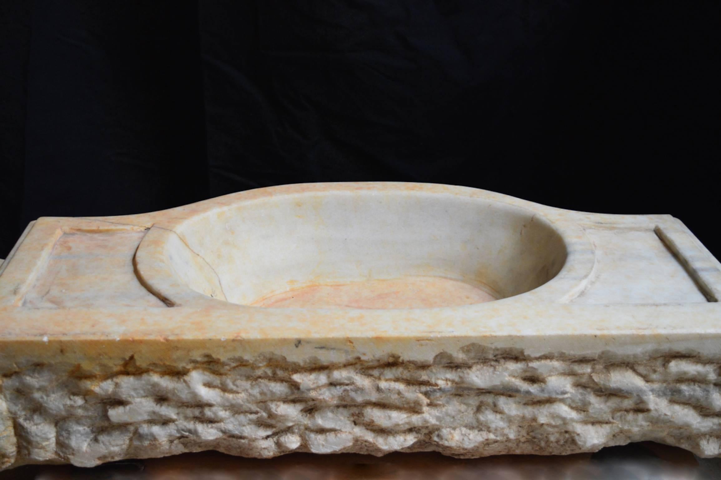 Carved 18th Century Italian Marble Sink