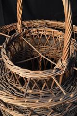 Vintage French Basket for Wine Bottles and Glasses