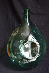 Large Italian Handblown Green Glass Demijohn Bottle