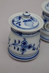 Set of Three Bavarian Blue and White Ceramic Spice Jars with Lids