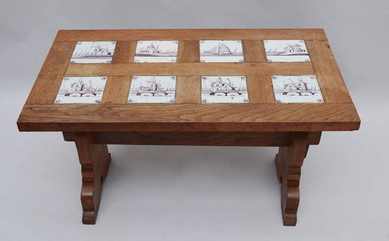 Vintage Dutch Oak Coffee Table inset with Early 19th Century Delft ... Vintage Dutch Oak Coffee Table inset with Early 19th Century Delft ...