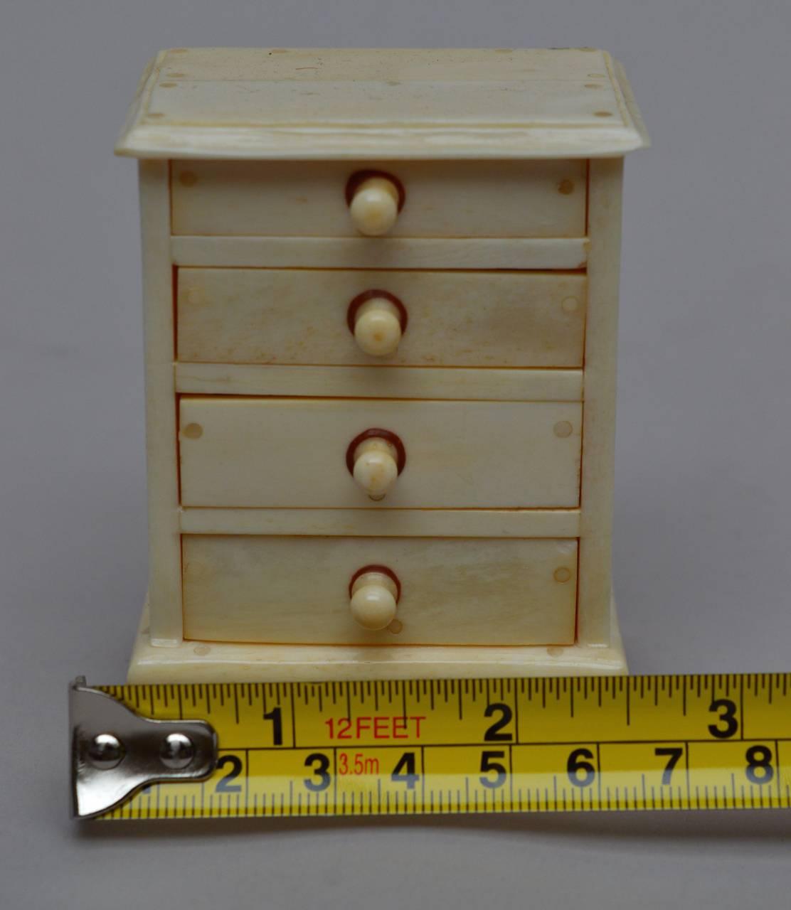 Circa 1890-1900 Miniature Colonial  Anglo-Indian Carved Bone Commode For Sale 1