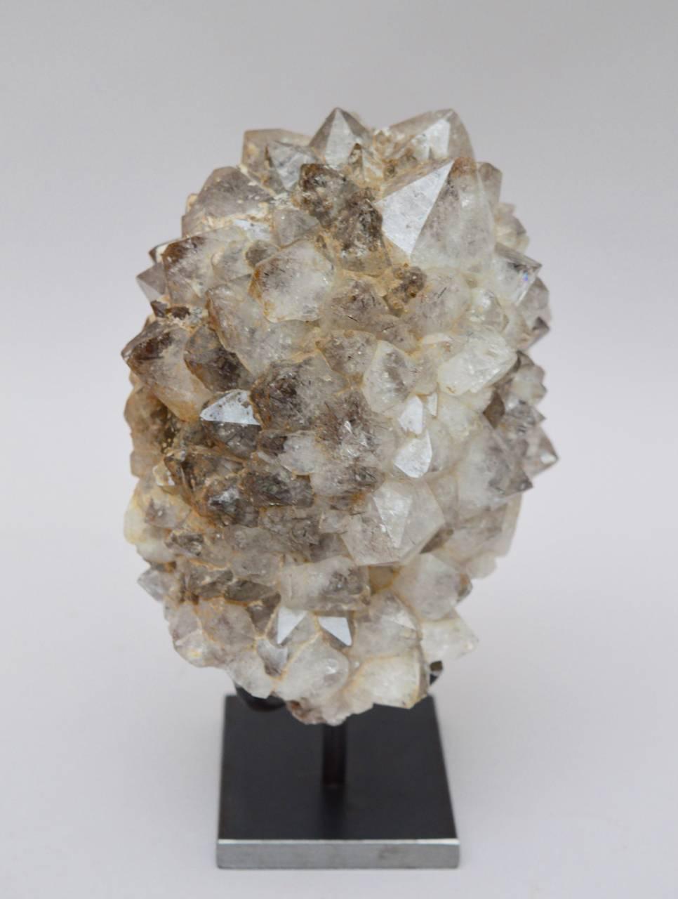 This natural tourmalinated quartz specimen is mounted on a custom-made ready for display.