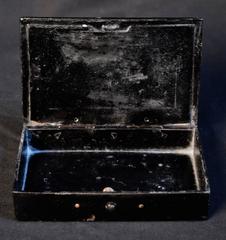 French Papier Mache Box with Black and Gold Lacquered Chinoiserie Decoration