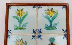 18th Century Dutch Delft Tile Plaque or Trivet Depicting Tulips