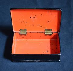 English Victorian "Lovers Box" Lacquered Decoupaged Papier Mâché