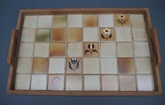 Large 1970s Belgian Ceramic Tiled Serving Tray