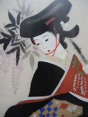 Signed Vintage Japanese Painting on Silk of a Geisha