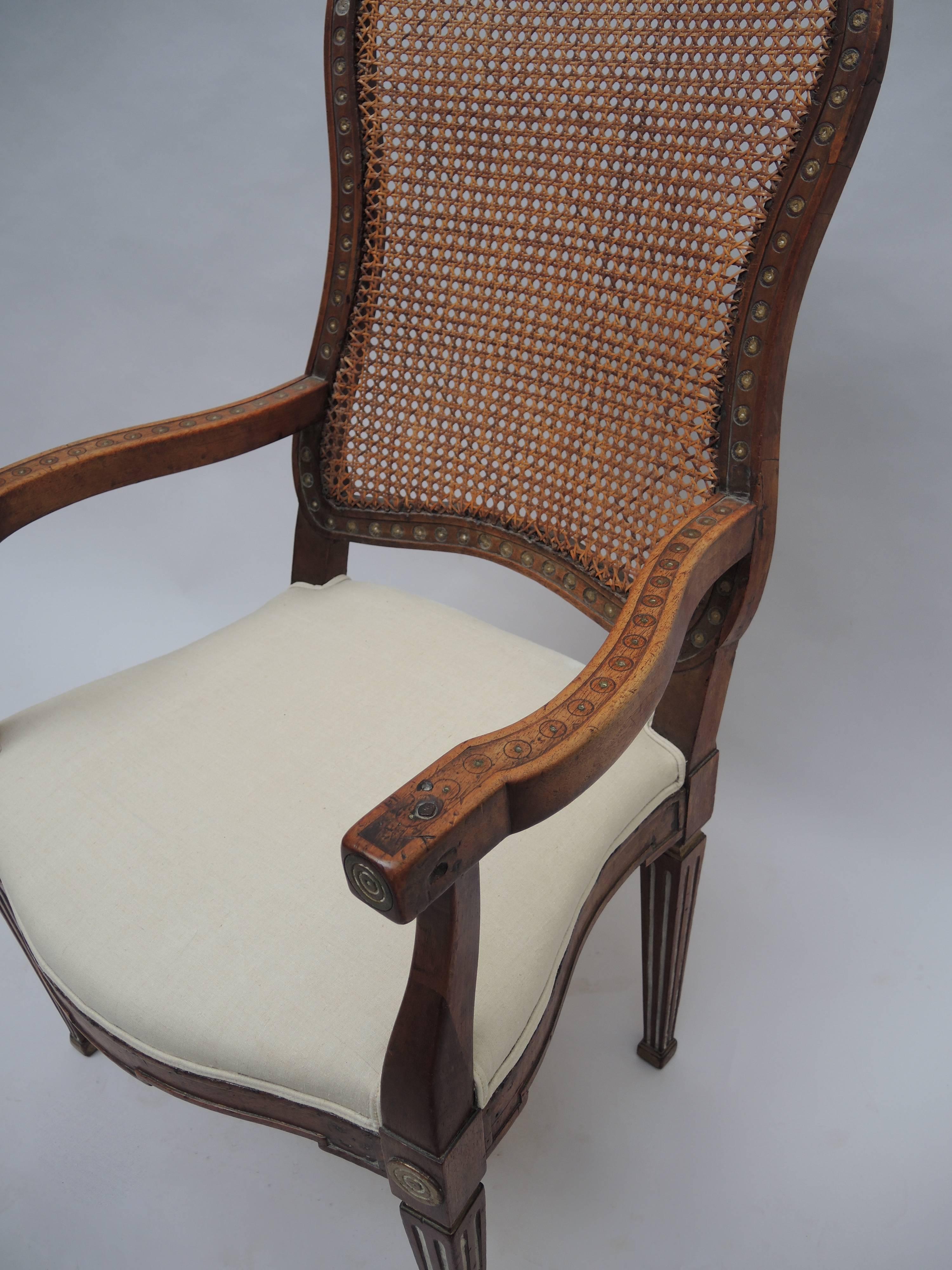 Early 19th Century Dutch Louis XVI Armchair with Cane Woven Back For Sale 1