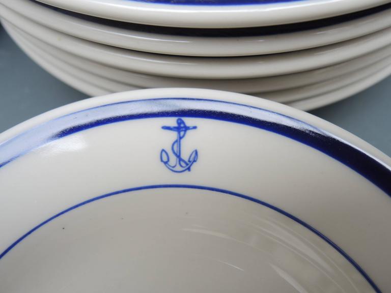 Vintage 31 Piece Set of Nautical Blue and White American Navy