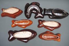 Vintage Collection of Seven Pottery Fish Shaped Dishes