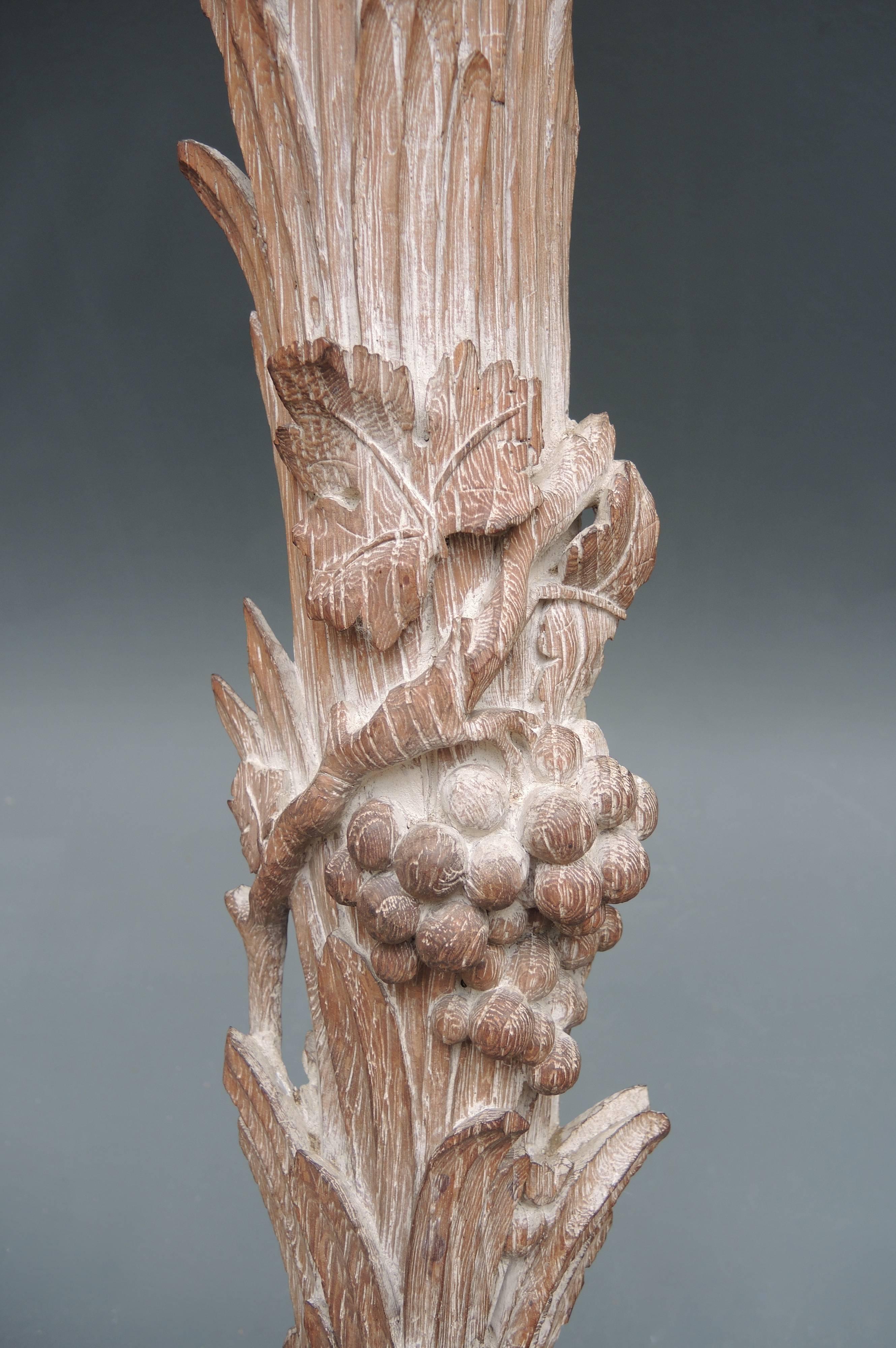 Pair of 1930s Carved Wood Palm Tree Pilasters Originally Fitted as Torchères For Sale 1