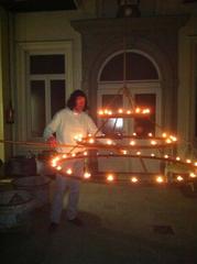 Very Large 19th Century French Wrought Iron Three-Tier Chandelier