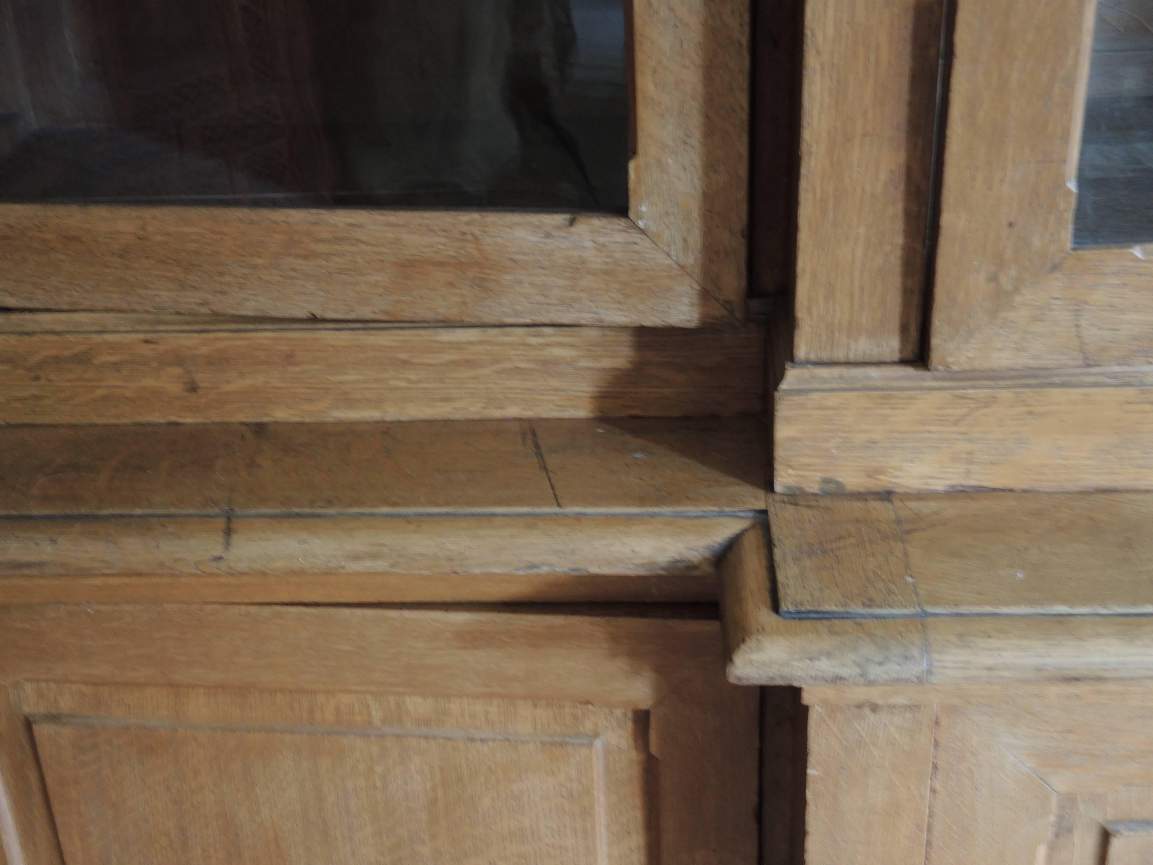 19th Century Belgian Oak Breakfront Bookcase 3