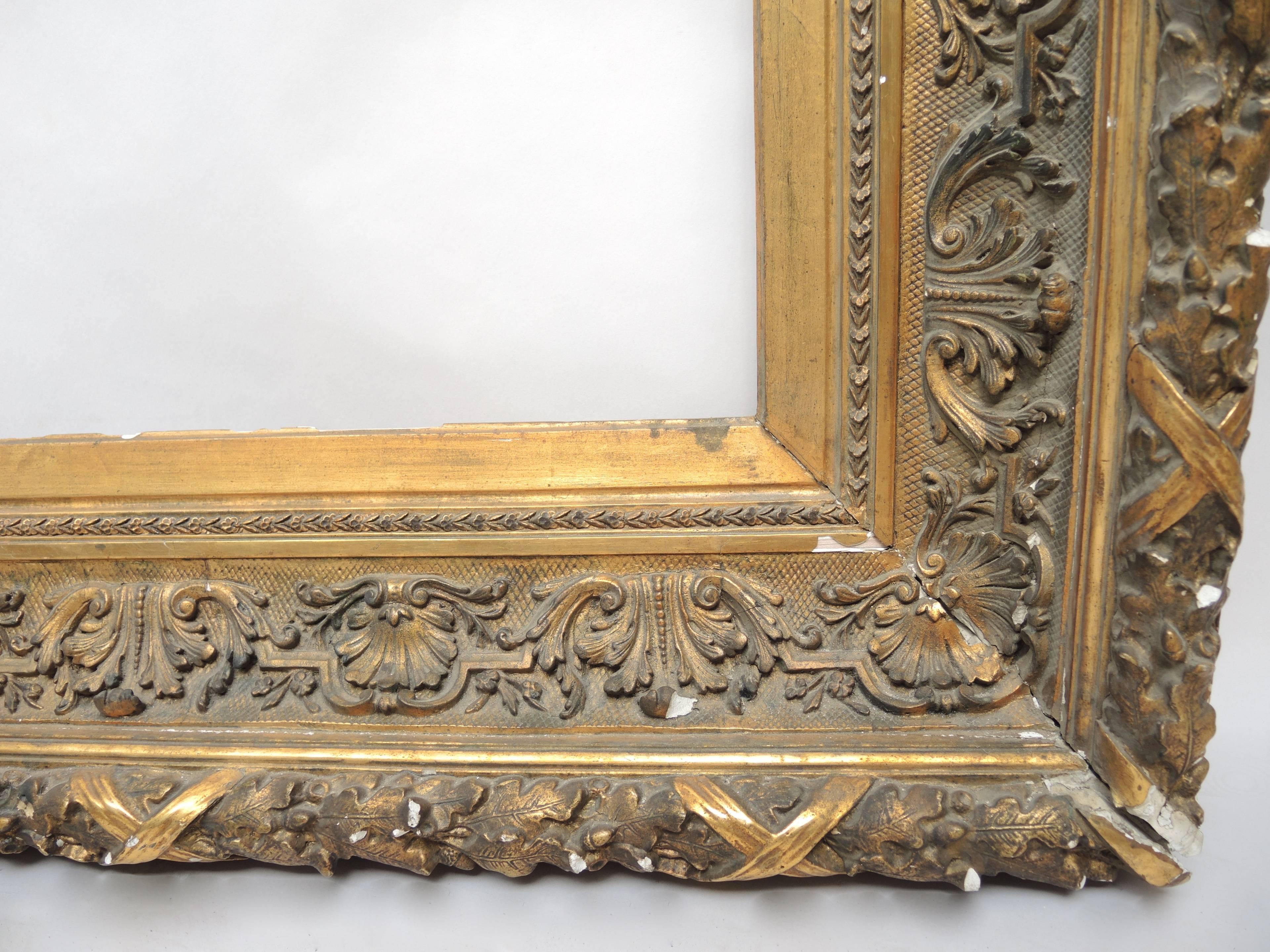 Huge 19th Century Dutch Gesso and Gilt Frame In Fair Condition In Antwerp, BE